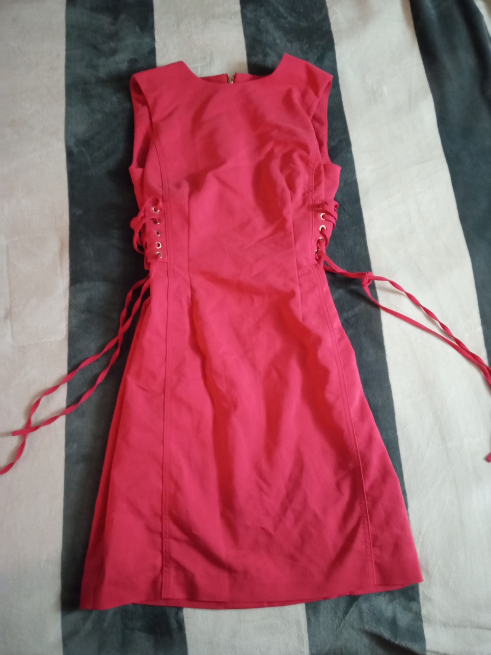 Calvin Klein Red Lace-Up Waist Mini Dress